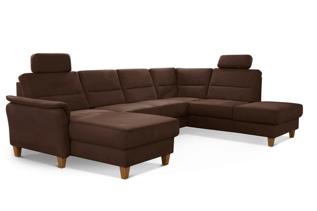 WOHNLANDSCHAFT in Mikrofaser Dunkelbraun  - Eichefarben/Dunkelbraun, Konventionell, Holz/Textil (163/308/212cm) - Sit & More