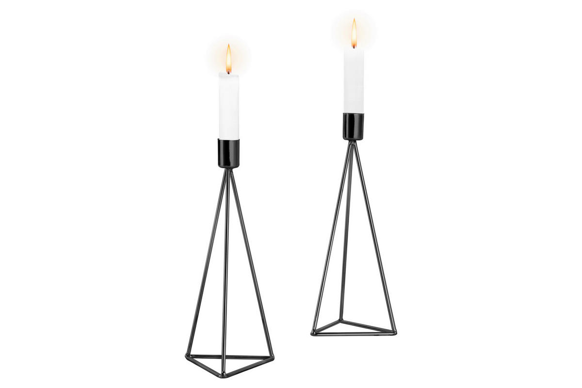 GYERTYATARTÓ SZETT - fekete, Basics, fém (9,5/24,2cm) - Echtwerk