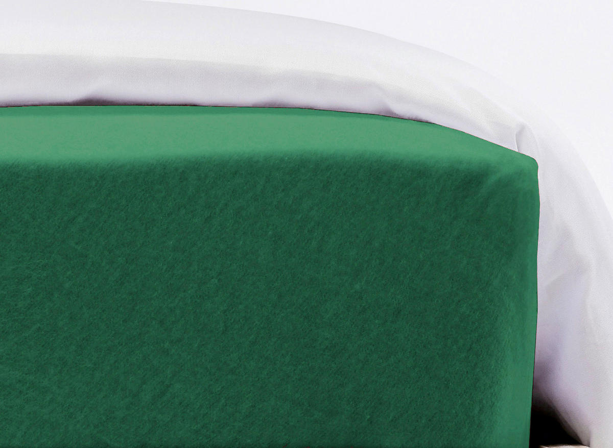 SPANNBETTTUCH Flausch Jersey Jersey  - Waldgrün, Basics, Textil (150/200cm) - Fleuresse
