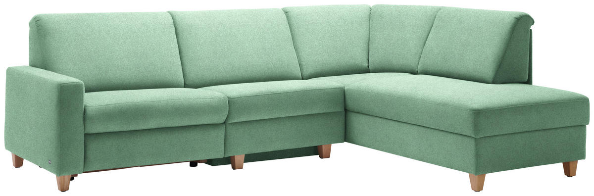 ECKSOFA in Flachgewebe Mintgrün  261/203 cm  - Eichefarben/Mintgrün, KONVENTIONELL, Holz/Textil (261/203cm) - Sedda
