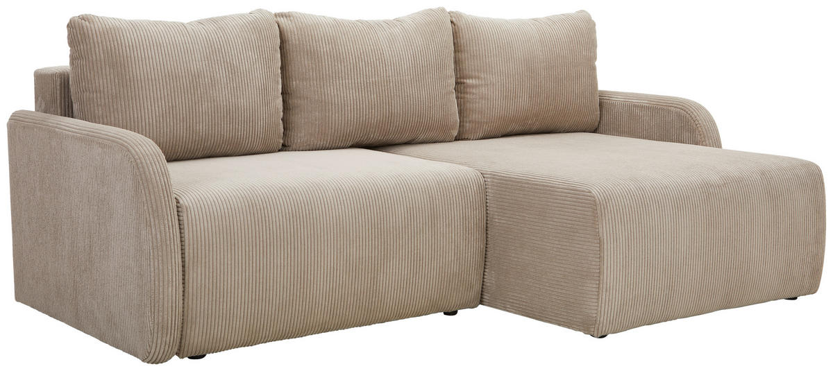 ECKSOFA Beige Cord  - Beige/Schwarz, KONVENTIONELL, Kunststoff/Textil (217/146cm) - Carryhome