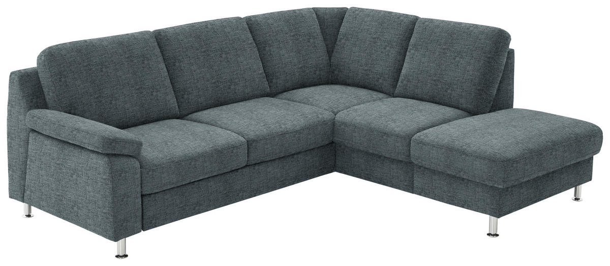 ECKSOFA in Webstoff Blaugrau  - Blaugrau/Alufarben, Konventionell, Textil/Metall (241/200cm) - Beldomo System