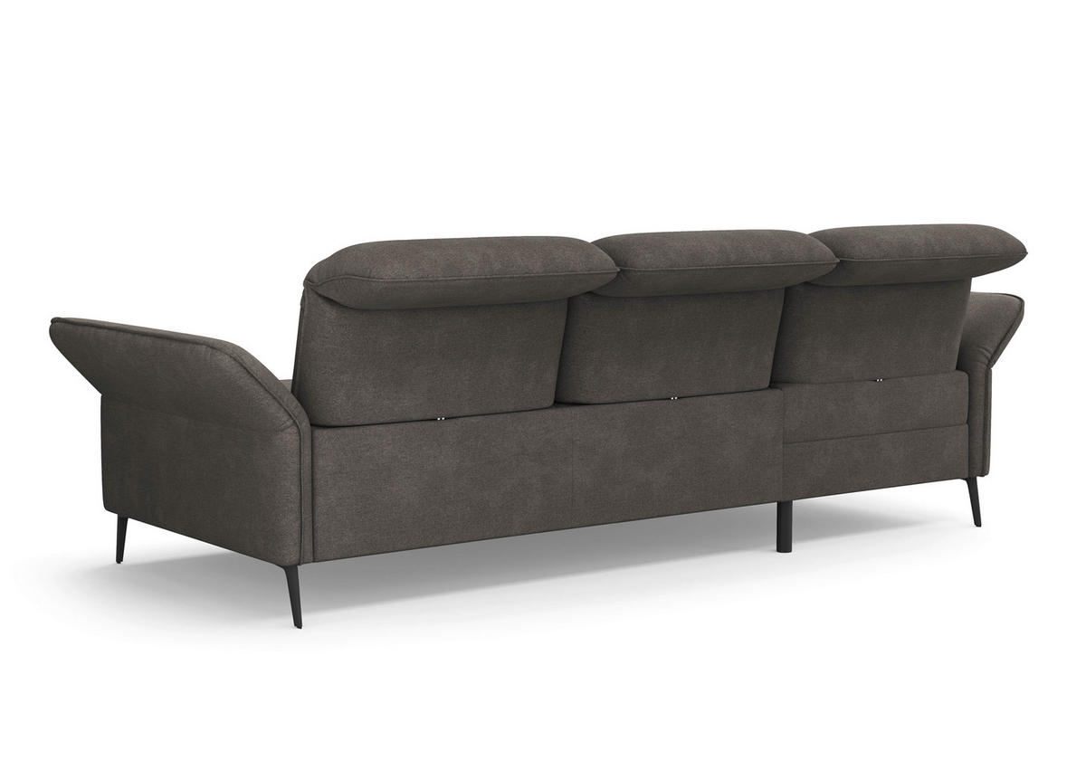 ECKSOFA in Flachgewebe Graphitfarben  - Schwarz/Graphitfarben, Konventionell, Textil/Metall (198/264cm) - Sit & More