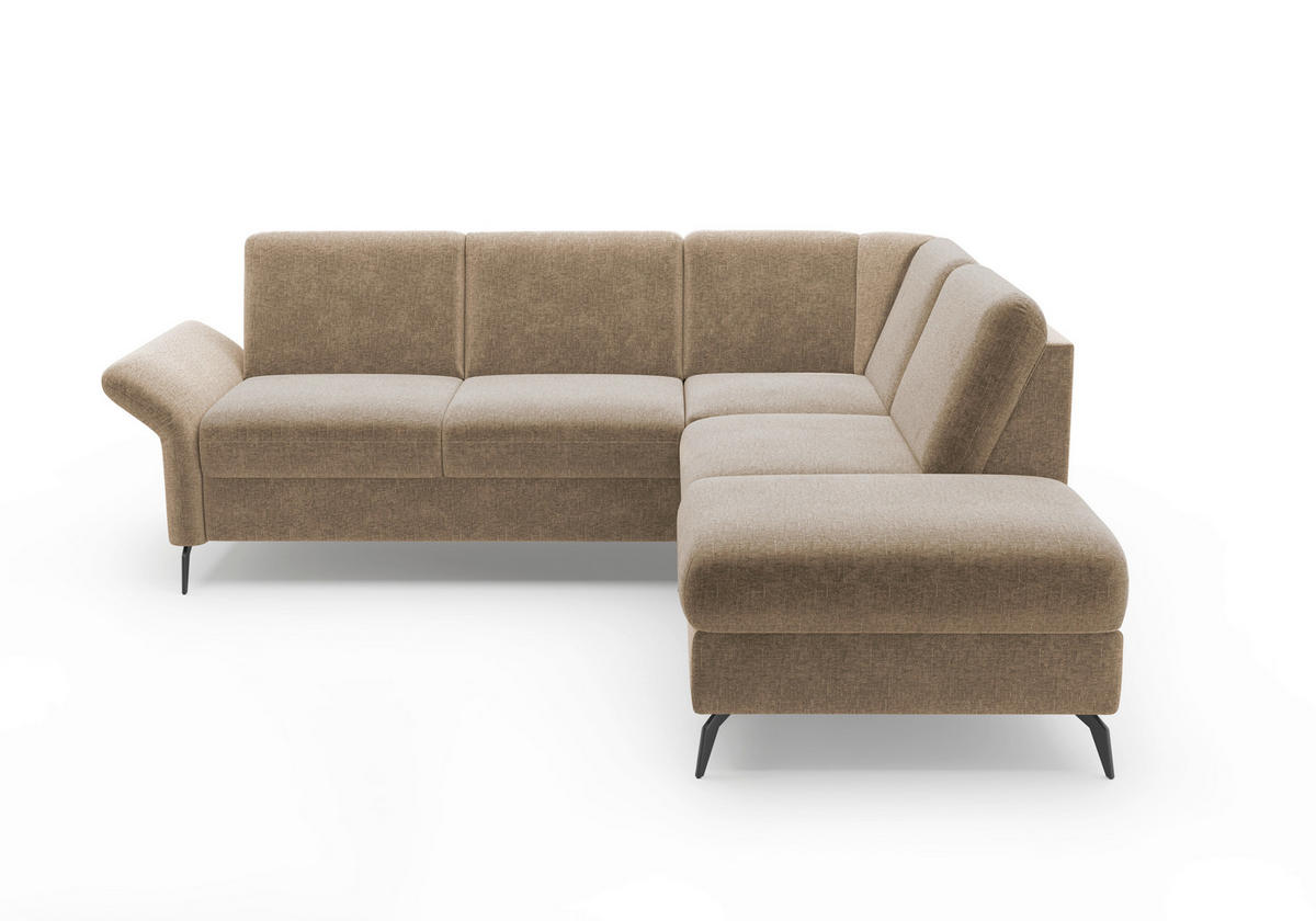 ECKSOFA ROCHELLE E Hellbraun Flachgewebe  - Hellbraun/Schwarz, KONVENTIONELL, Textil/Metall (240/216cm) - Sit & More