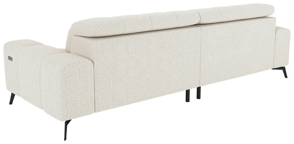 BIGSOFA Chenille Elfenbein  - Elfenbein/Schwarz, MODERN, Textil/Metall (300/112/121cm) - Xora