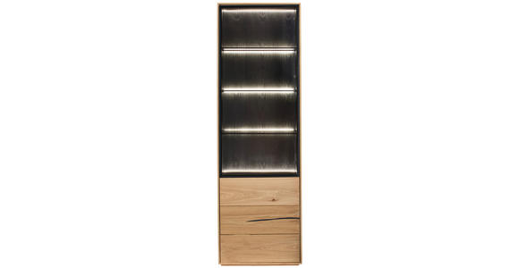 VITRINE in furniert Wildeiche Braun, Schwarz, Eichefarben - Eichefarben/Schwarz, Natur, Glas/Holz (60/192/40cm) - Waldwelt
