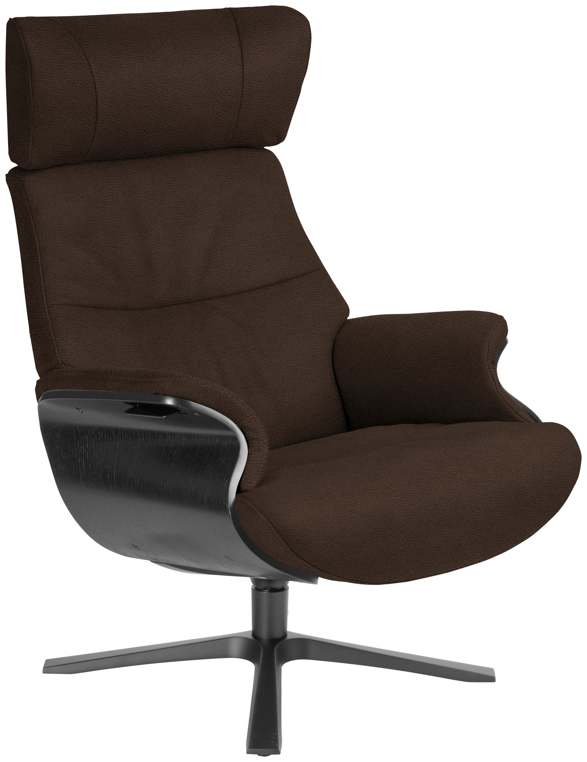 RELAXSESSEL in Holz, Leder Braun, Schwarz  - Schwarz/Braun, Design, Leder/Holz (79/111/83cm) - Conform