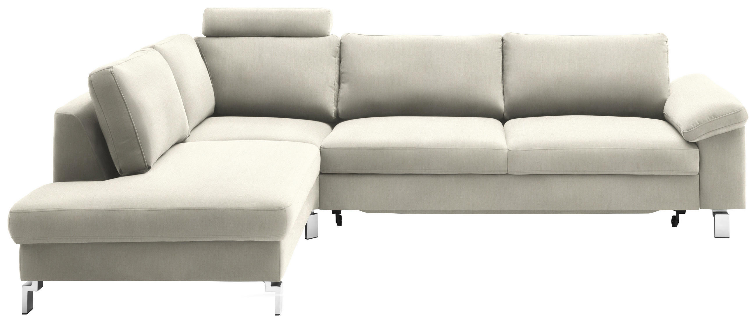 ECKSOFA in Velours Naturfarben, Beige  - Chromfarben/Beige, Design, Textil/Metall (200/282cm) - Pure Home Lifestyle
