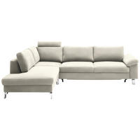 ECKSOFA in Velours Naturfarben, Beige  200/282 cm  - Chromfarben/Beige, Design, Textil/Metall (200/282cm) - Pure Home Lifestyle