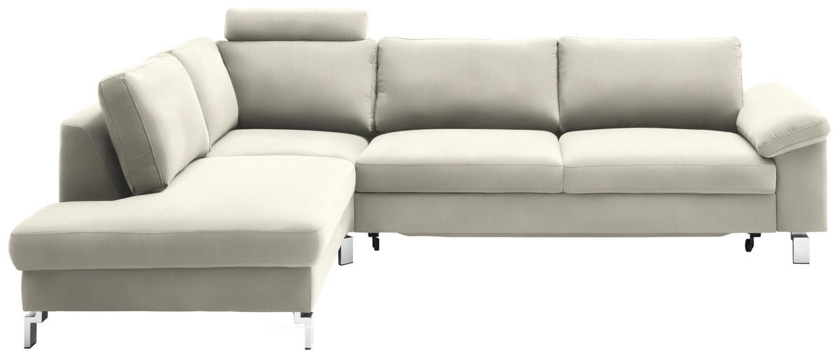 ECKSOFA in Velours Naturfarben, Beige  200/282 cm  - Chromfarben/Beige, Design, Textil/Metall (200/282cm) - Pure Home Lifestyle