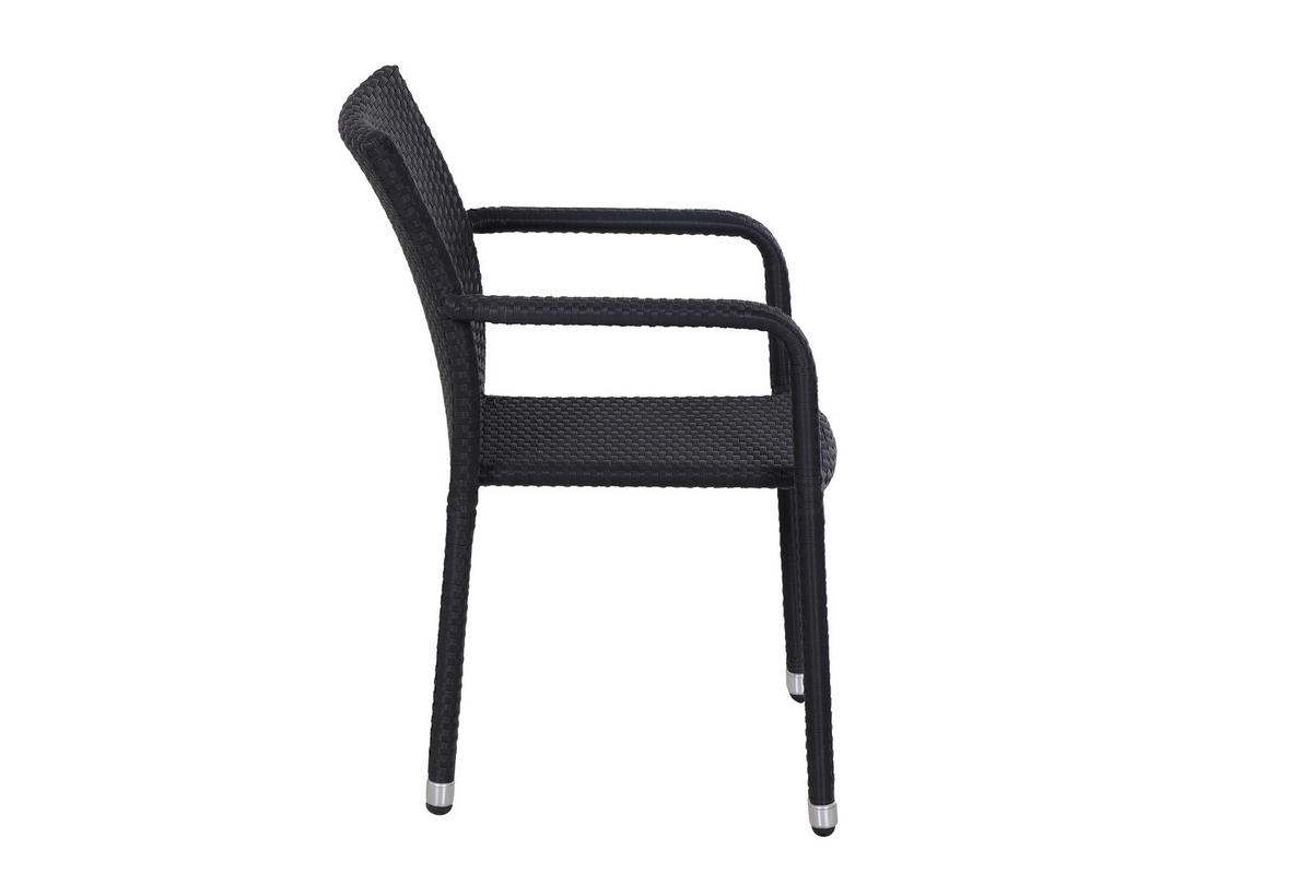 GARTENSESSEL-SET Metall, Kunststoff Schwarz  - Schwarz, MODERN, Kunststoff/Metall (56/83/60cm) - Gardenson