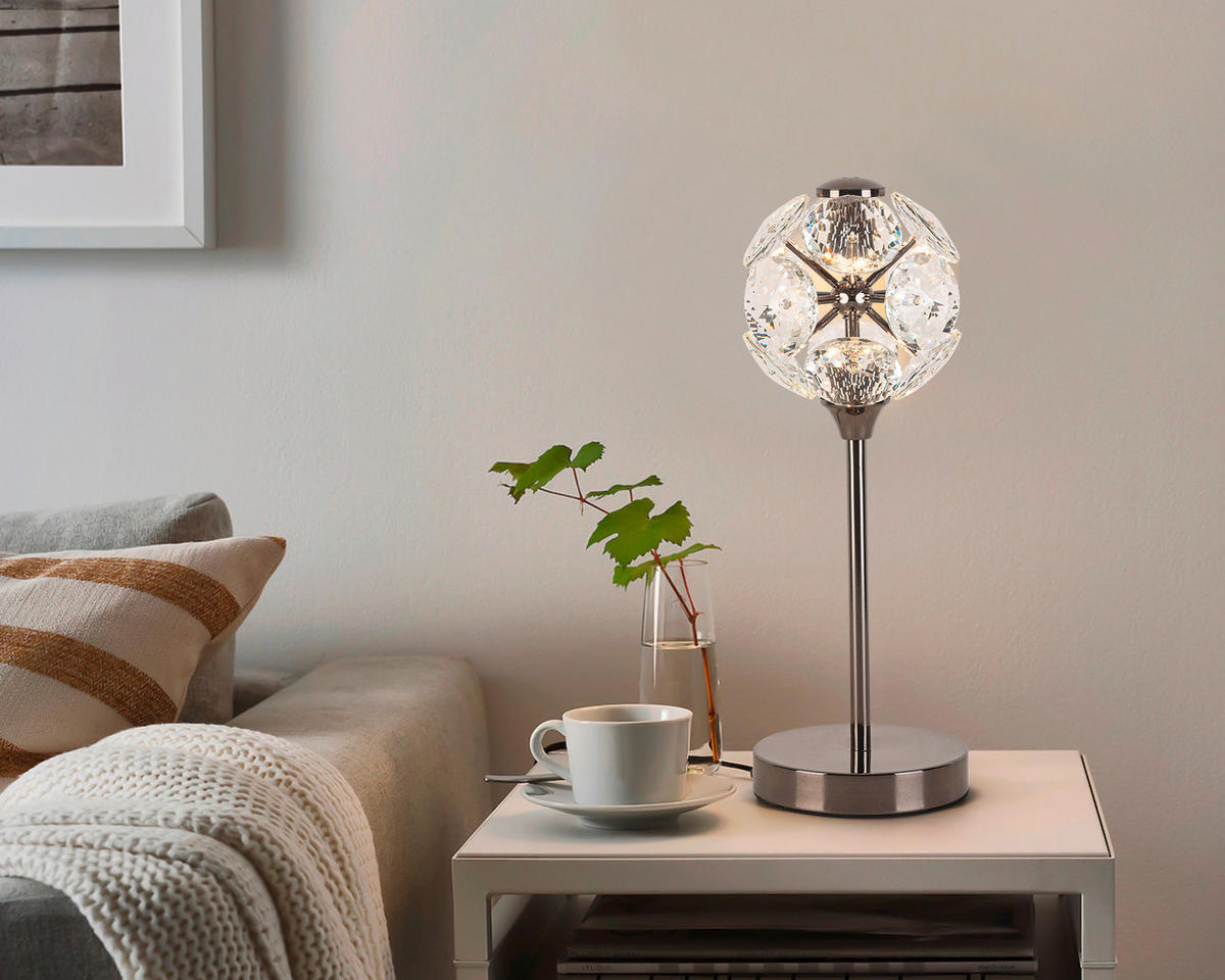 LED ASZTALI LÁMPA - króm, Trend, Üveg/fém (15/39cm) - Ambiente