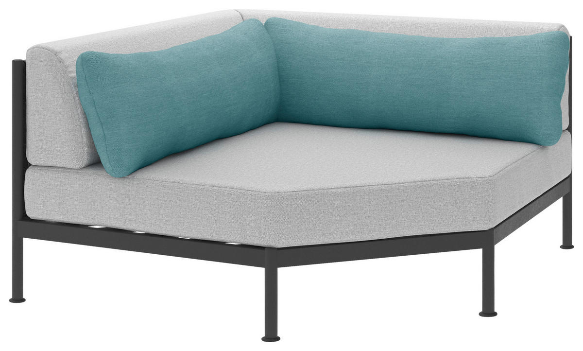 LOUNGEECKTEIL - Anthrazit/Petrol, Design, Textil/Metall (135/74/135cm) - Lomoco