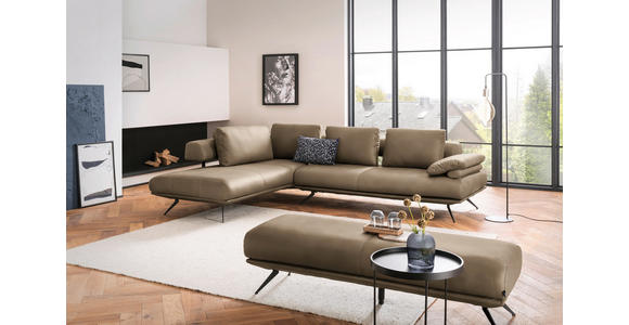 ECKSOFA in Echtleder Braun  - Schwarz/Braun, Design, Leder/Metall (231/305cm) - Dieter Knoll