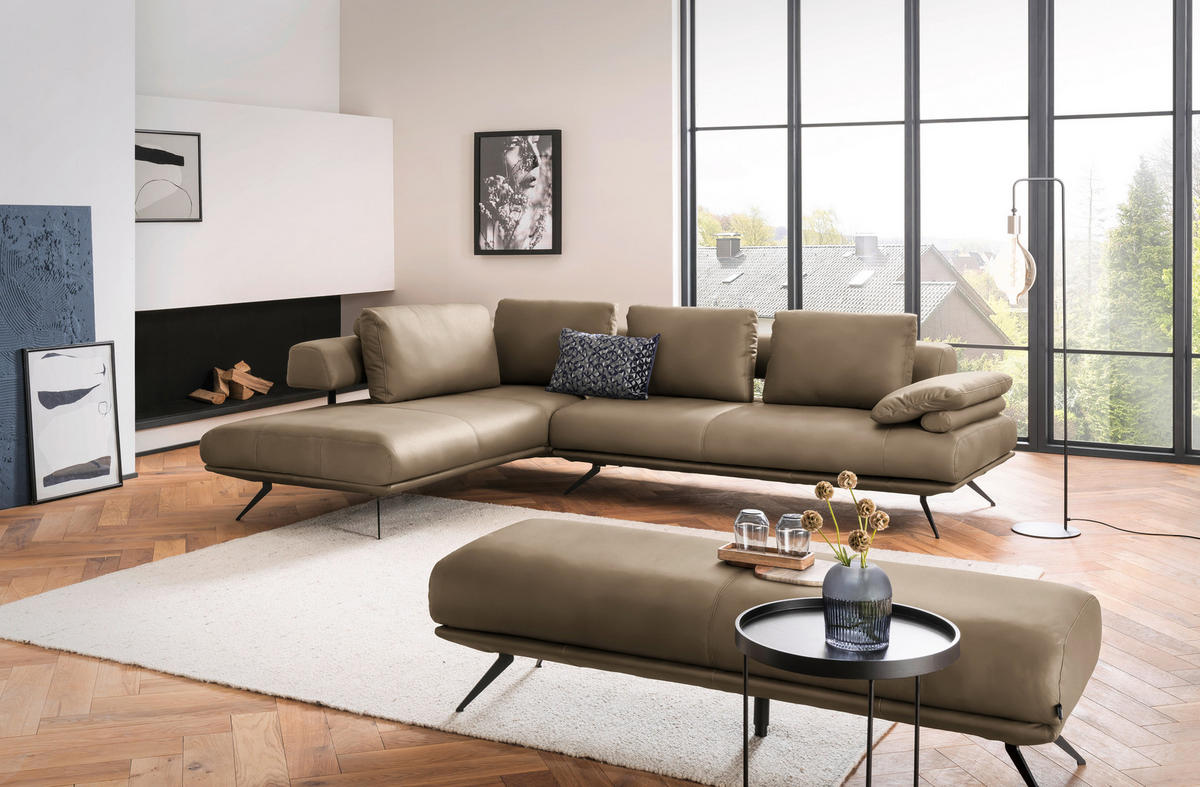 ECKSOFA  in Echtleder Braun  231/305 cm  - Schwarz/Braun, Design, Leder/Metall (231/305cm) - Dieter Knoll