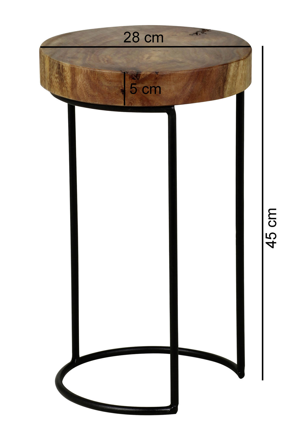 ODKLÁDACÍ STOLEK, sheesham, barvy sheesham - černá/barvy sheesham, Design, kov/dřevo (28/28/45cm) - MID.YOU