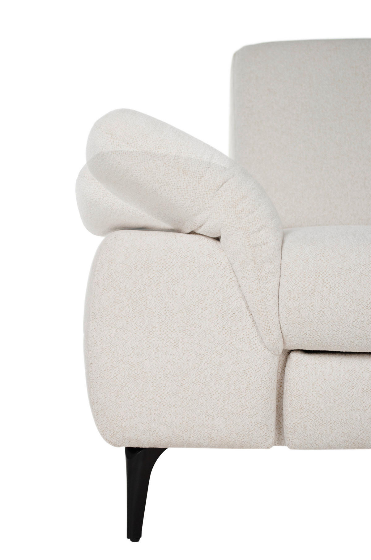 ECKSOFA ALMA Creme Chenille  - Creme/Schwarz, Design, Textil/Metall (285/191cm) - Livetastic