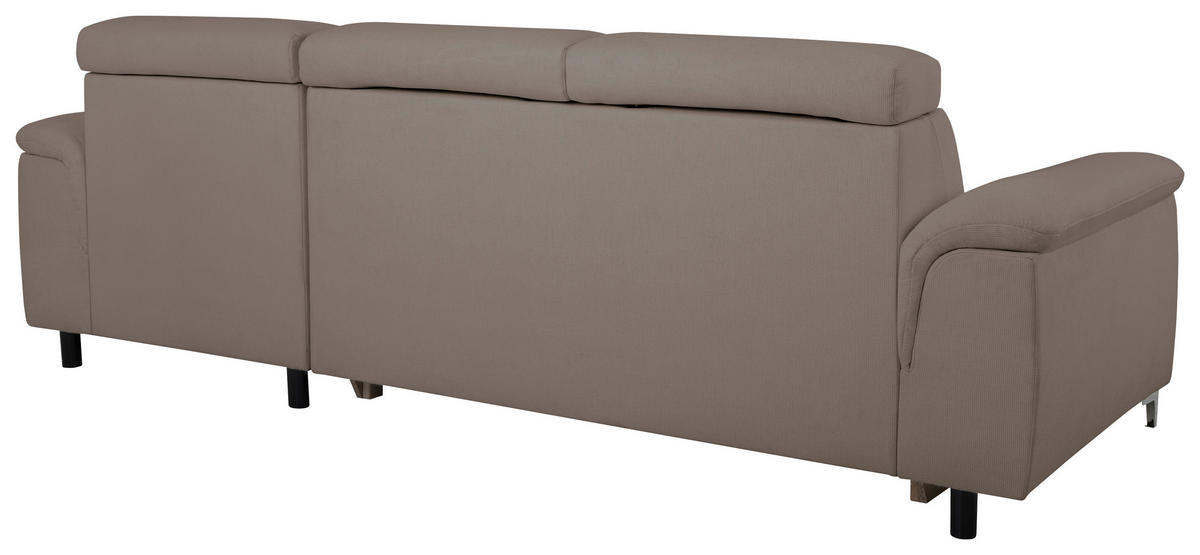 ECKSOFA in Flachgewebe Taupe  - Taupe/Chromfarben, Konventionell, Textil/Metall (268/175cm) - Carryhome