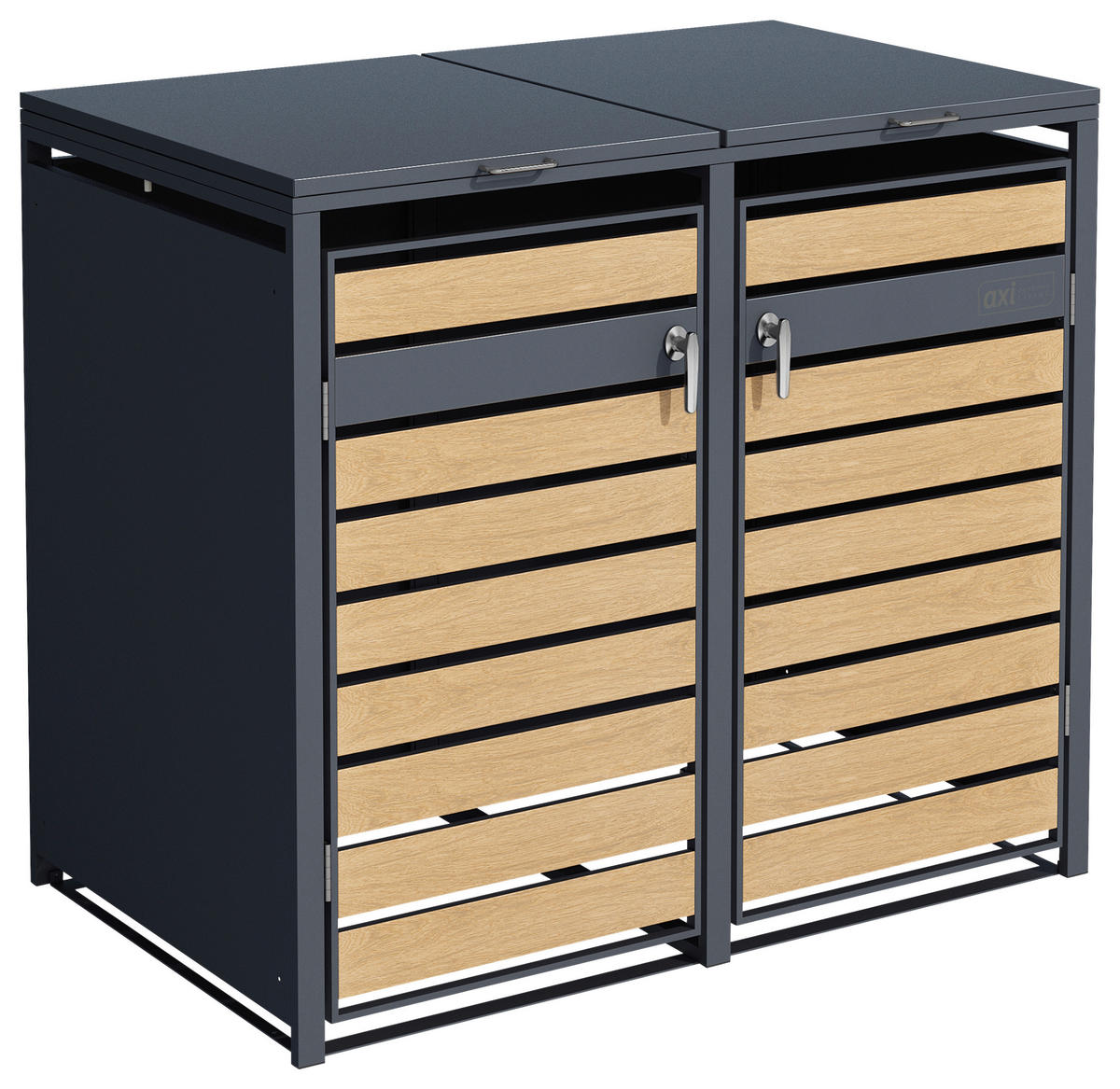 MÜLLTONNENBOX - Anthrazit/Braun, KONVENTIONELL, Metall (132/116/80cm) - Ambia Garden