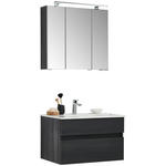 BADEZIMMER 3-teilig  in 72 cm  - Schwarz/Weiß, Design, Keramik/Holzwerkstoff (72cm) - Novel