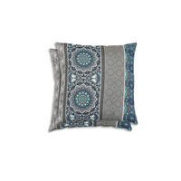 ZIERKISSENSET in Blau, Grau, Hellgrau Ornament 45/45 cm  - Blau/Hellgrau, Basics, Textil (45/45cm)