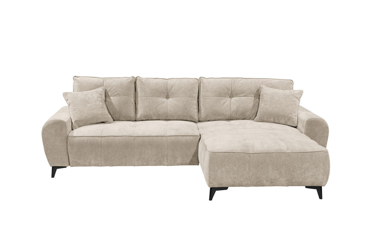 ECKSOFA Webstoff Beige  - Beige/Schwarz, Modern, Kunststoff/Textil (284/191cm) - MID.YOU