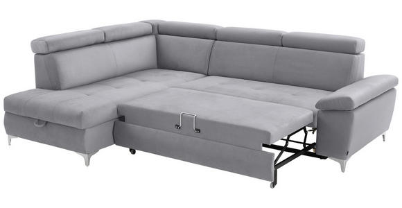 ECKSOFA Silberfarben Mikrofaser  - Chromfarben/Silberfarben, KONVENTIONELL, Textil/Metall (206/271cm) - Carryhome