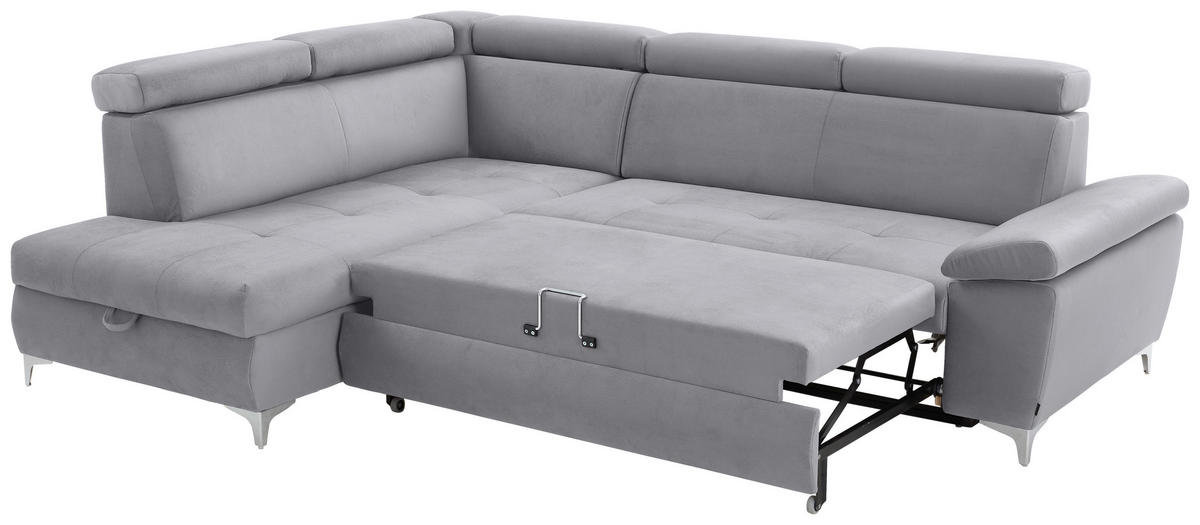 SAROKKANAPÉ textil ezüstszínű  - krómszínű/ezüstszínű, Konventionell, textil/fém (206/271cm) - Carryhome