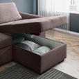ECKSOFA Braun Cord, Velours  - Schwarz/Braun, Design, Kunststoff/Textil (243/155cm) - Xora