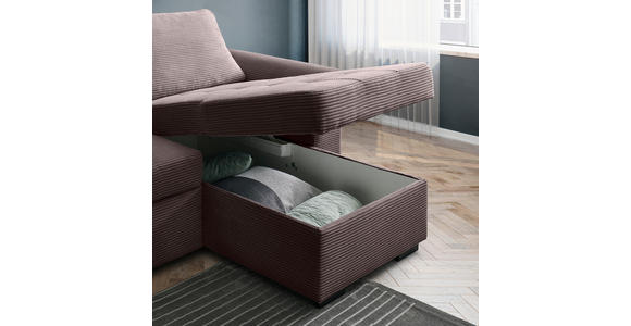 ECKSOFA Braun Cord, Velours  - Schwarz/Braun, Design, Kunststoff/Textil (243/155cm) - Xora
