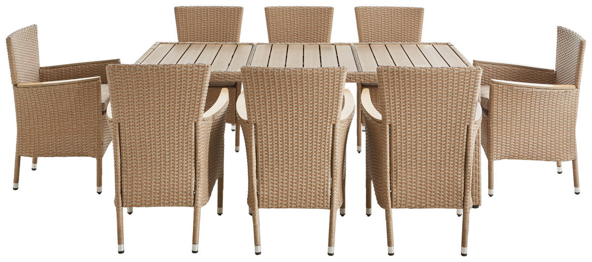 GARTENTISCHGRUPPE beschichtet Stahl  - Braun, MODERN, Kunststoff/Textil - Ambia Garden