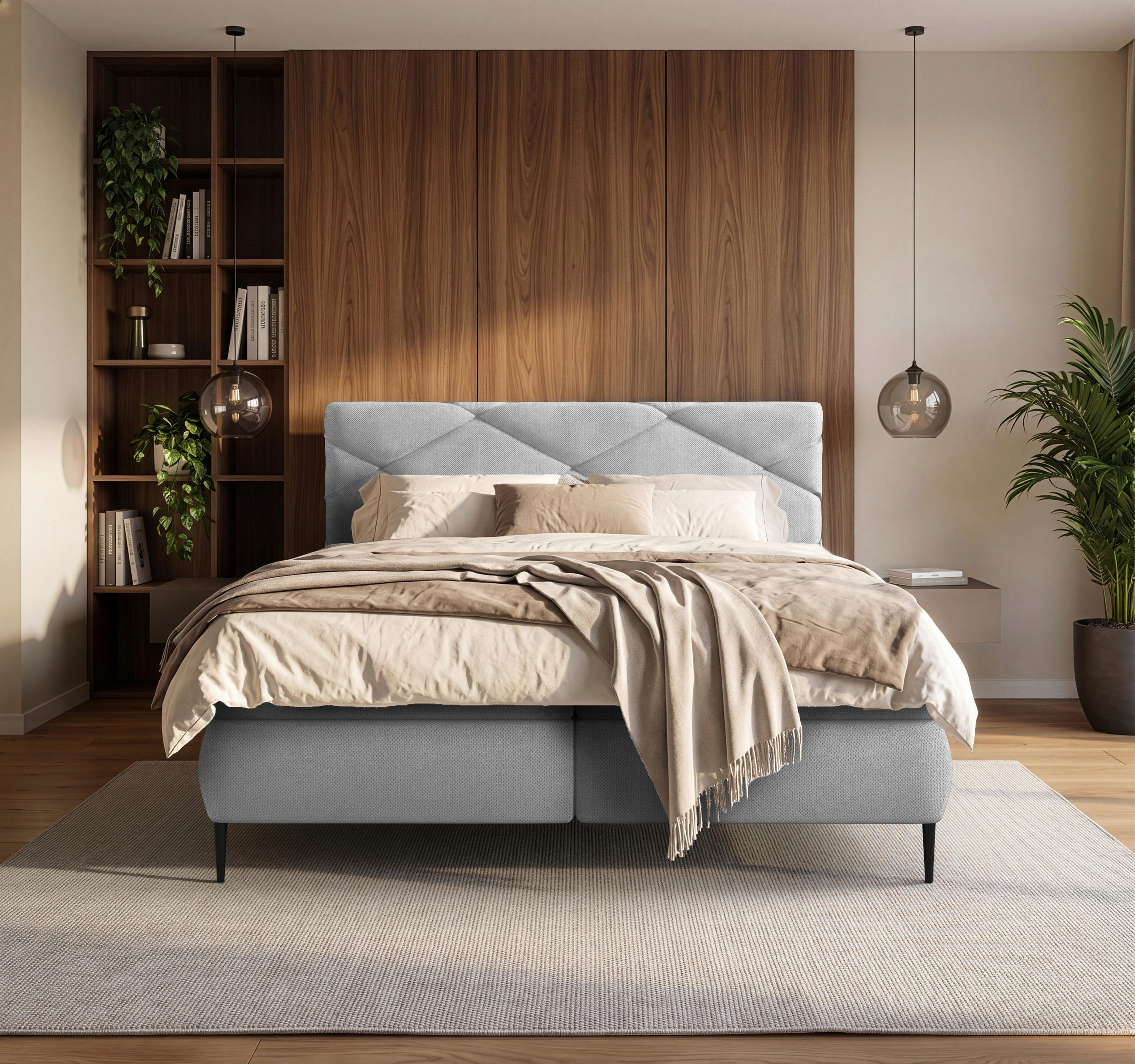 BOXBETT 140/200 cm  in Hellgrau  - Hellgrau/Schwarz, MODERN, Holz/Holzwerkstoff (140/200cm) - MID.YOU