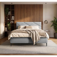 BOXBETT 140/200 cm  in Hellgrau  - Hellgrau/Schwarz, MODERN, Holz/Holzwerkstoff (140/200cm) - MID.YOU