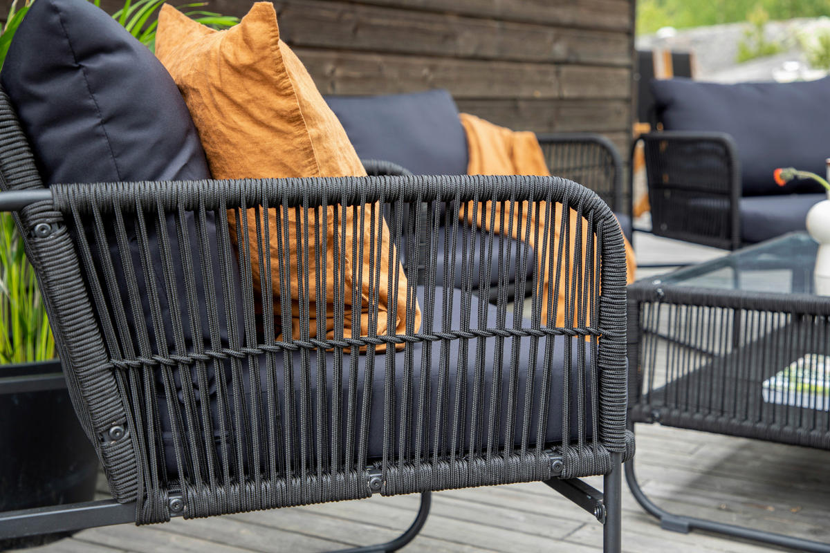 LOUNGEGRUPP 4 delar  - svart, Klassisk, metall/textil - Gardenson