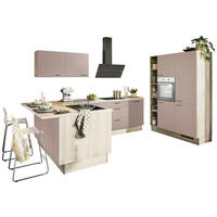 ECKKÜCHE  in Rosa, Tannenholzfarben  - Tannenholzfarben/Schwarz, Design, Holzwerkstoff/Metall (121,6/280/150cm) - Xora