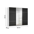 SCHWEBETÜRENSCHRANK 242/223/68 cm 3-türig Grau, Schwarz  - Chromfarben/Schwarz, KONVENTIONELL, Glas/Holzwerkstoff (242/223/68cm) - Novel