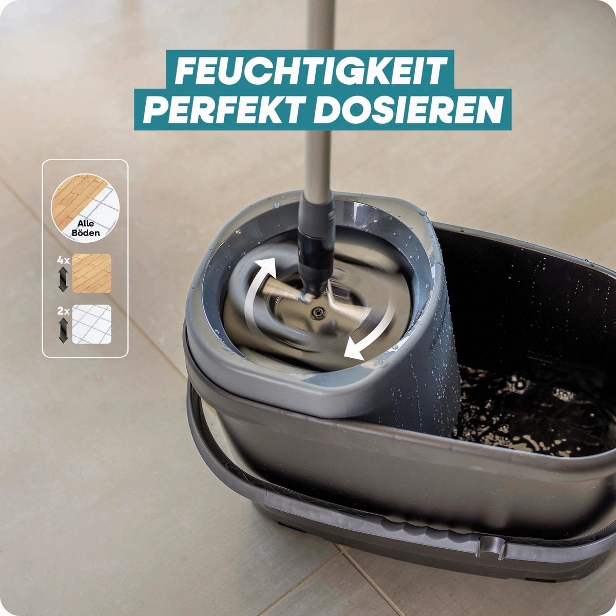 BODENREINIGUNGSSET - Schwarz, Basics, Textil (33cm) - Leifheit