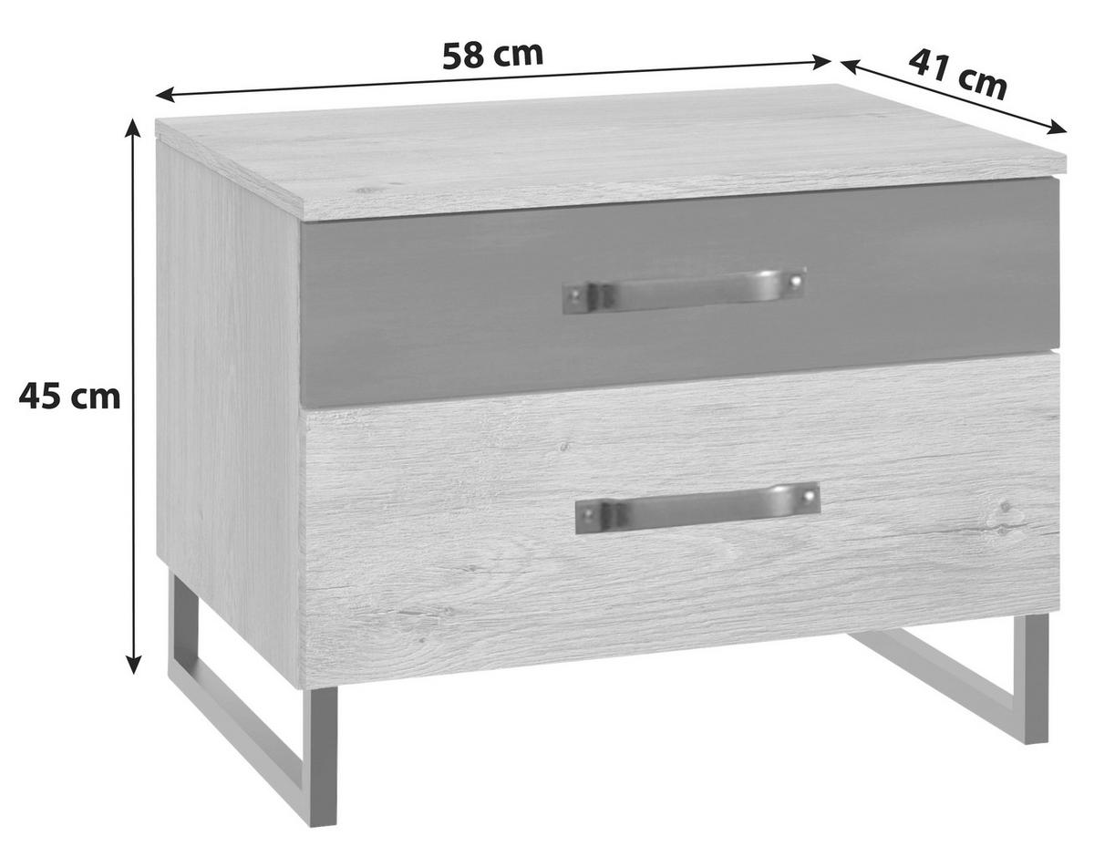 NOČNÍ STOLEK, barvy grafitu, barvy dubu, 58/45/41 cm - barvy dubu/barvy grafitu, Basics, kov/kompozitní dřevo (58/45/41cm) - MID.YOU