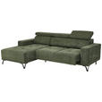 ECKSOFA in Chenille Olivgrün  - Schwarz/Olivgrün, KONVENTIONELL, Textil/Metall (178/264cm) - Hom`in