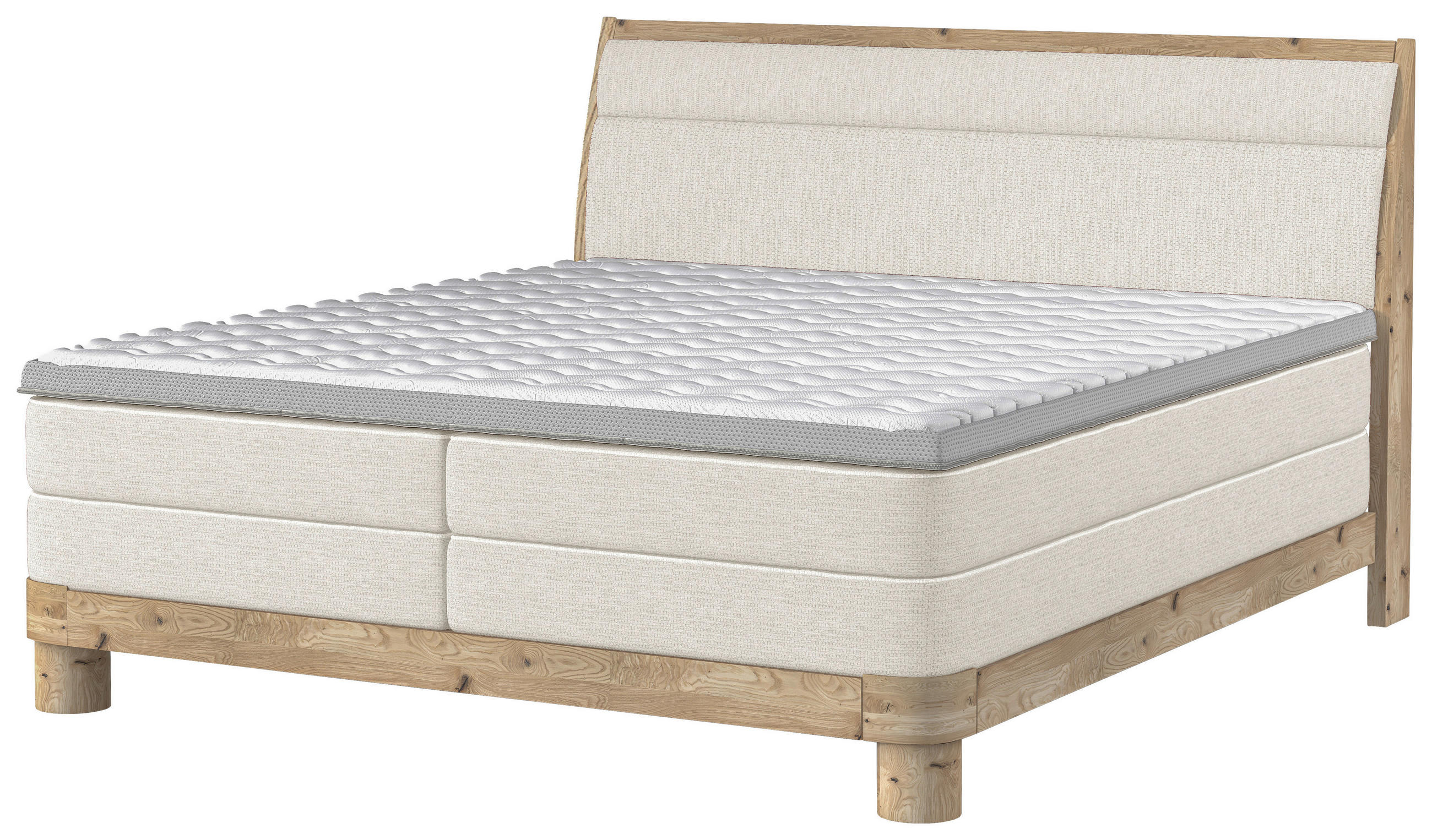 Thumbnail - Valnatura Boxspringbett, Natur, Textil, Eiche, massiv, H2, 7-Zonen, Höhe ca. 17,5 cm, 160x200 cm, Fsc, Reach, Made in EU...