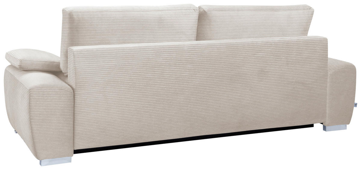 SCHLAFSOFA in Cord Creme, Beige, Ecru  - Chromfarben/Ecru, Design, Holzwerkstoff/Kunststoff (258/100/148cm) - Stylife
