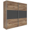 SCHWEBETÜRENSCHRANK 218/210/59 cm 2-türig Graphitfarben, Eiche dunkel  - Eiche dunkel/Eichefarben, KONVENTIONELL, Holzwerkstoff/Metall (218/210/59cm)