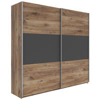 SCHWEBETÜRENSCHRANK 218/210/59 cm 2-türig Graphitfarben, Eiche dunkel  - Eiche dunkel/Eichefarben, KONVENTIONELL, Holzwerkstoff/Metall (218/210/59cm)