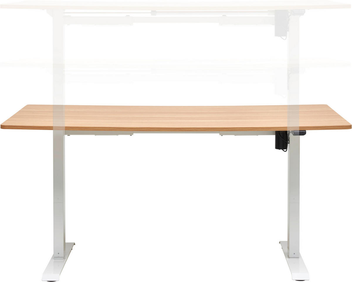 SCHREIBTISCH höhenverstellbar  - Eichefarben/Weiß, MODERN, Holzwerkstoff/Metall (160/73-123/80cm) - Livetastic
