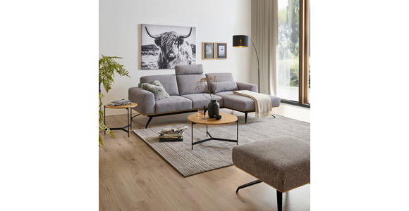 ECKSOFA in Struktur Grau 262/157 cm - Schwarz/Grau, Design, Textil/Metall (262/157cm) - Novel