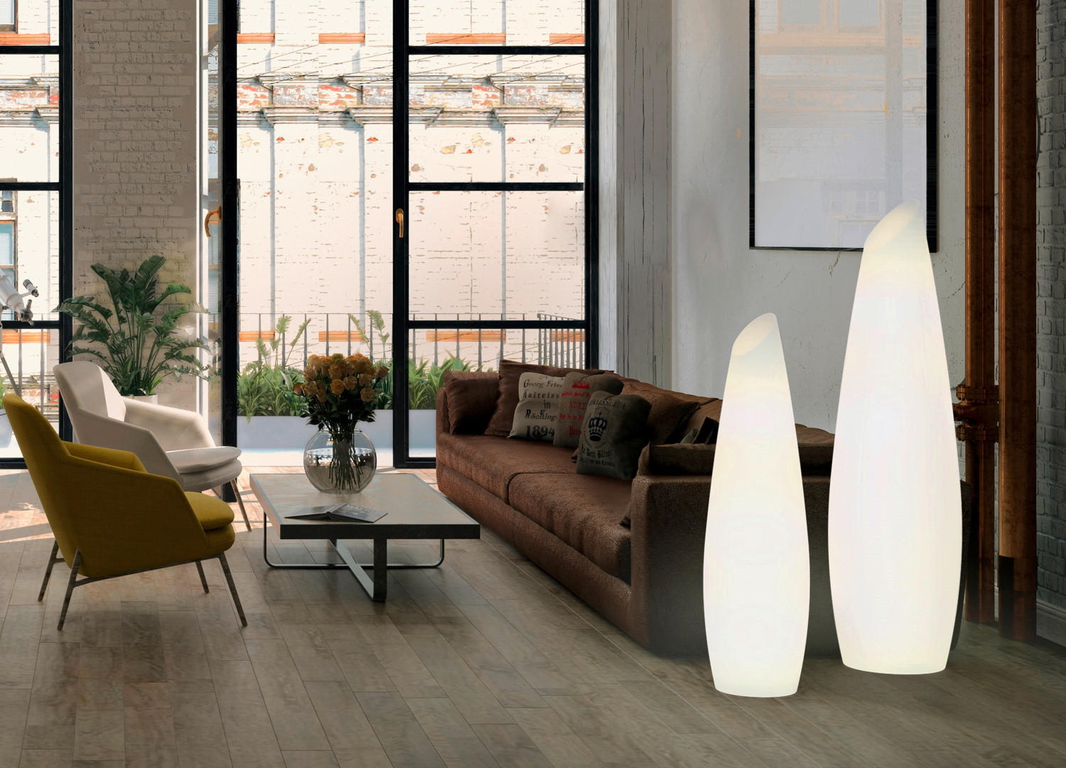 Thumbnail - New Garden Led-Stehleuchte Fredo, Weiß, Kunststoff, Spitze,Spitze, zylindrisch,zylindrisch, 38x139x38 cm, Lampen & Leuch...