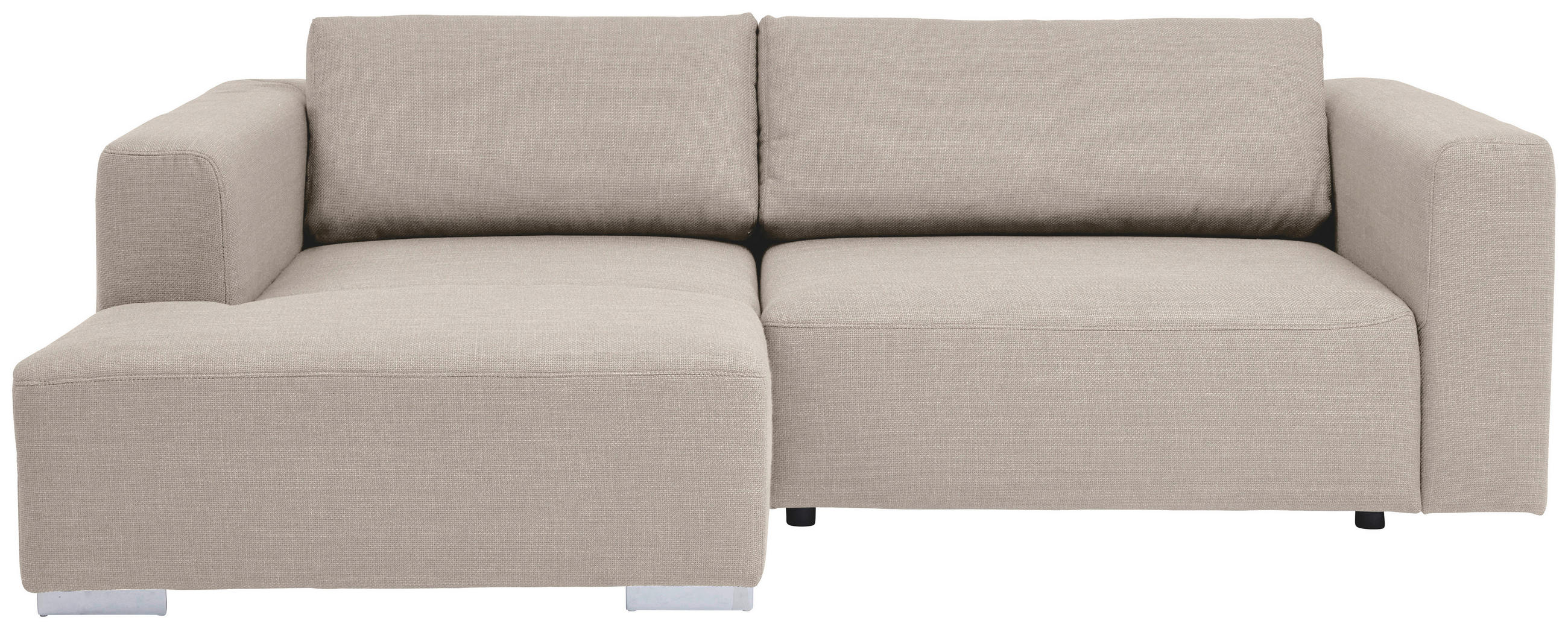 ECKSOFA inkl. Funktion Heaven Beige Flachgewebe  - Chromfarben/Beige, KONVENTIONELL, Textil/Metall (162/242cm) - Tom Tailor