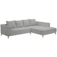 ECKSOFA Grau Flachgewebe  inkl. Rückenkissen, Rücken echt  - Buchefarben/Grau, KONVENTIONELL, Holz/Textil (306/202cm) - Carryhome