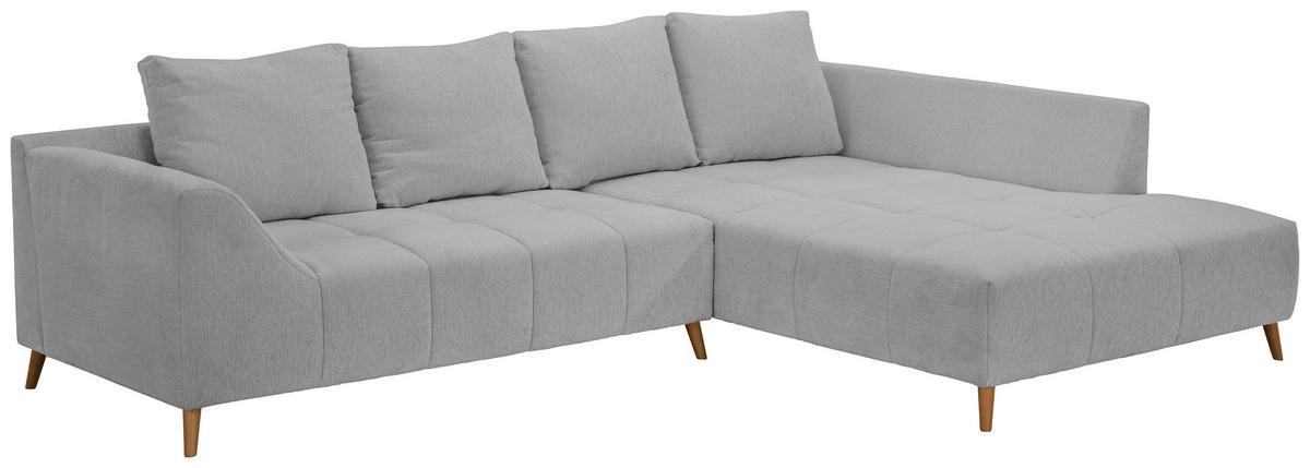 ECKSOFA Grau Flachgewebe  - Buchefarben/Grau, KONVENTIONELL, Holz/Textil (306/202cm) - Carryhome
