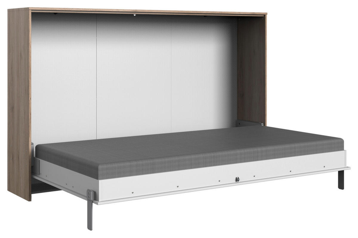 SCHRANKBETT 120/200 cm Weiss, Eichefarben  - Weiss/Eichefarben, Konventionell, Holz/Holzwerkstoff (120/200cm) - MID.YOU